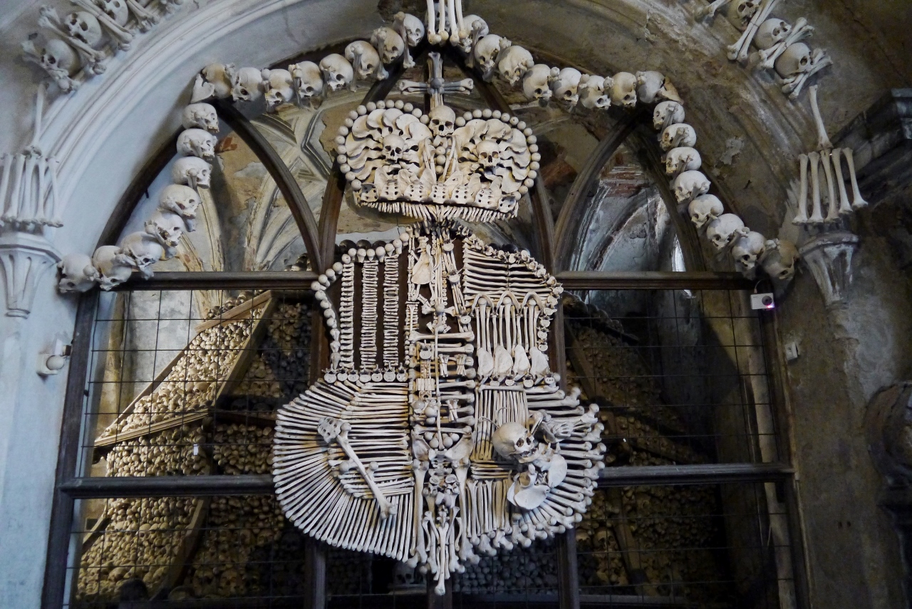 Sedlec Ossuary - coat of arms made of bones